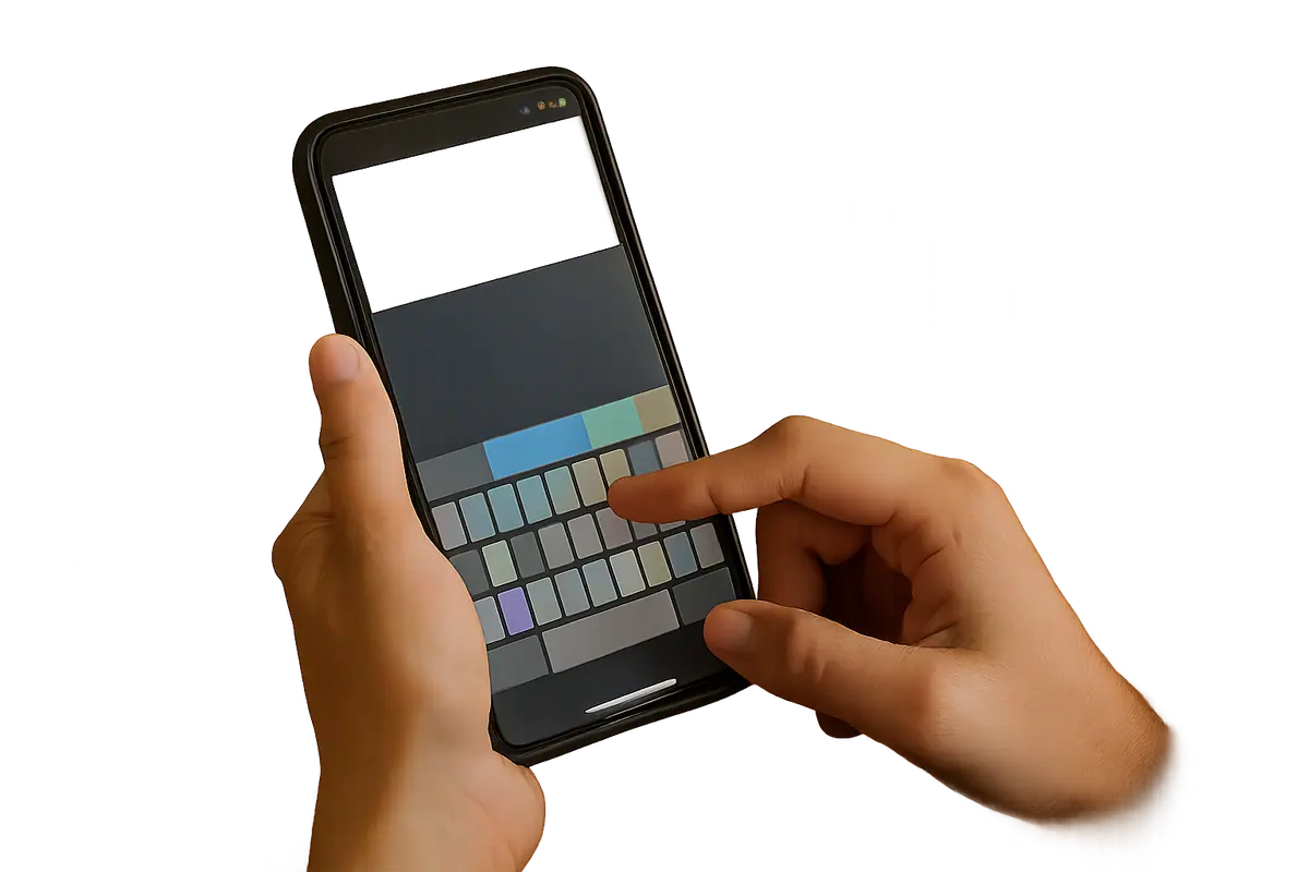 Tela mostrando um teclado virtual em blocos, sem letras, com um campo em branco acima.