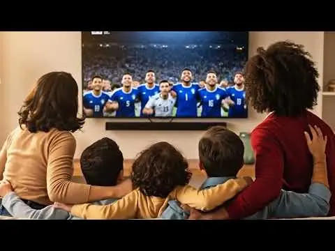 Família reunida com futebol